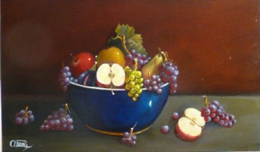 Peinture intitulée "Saladier de fruits" par Agrippino Pesce, Œuvre d'art originale