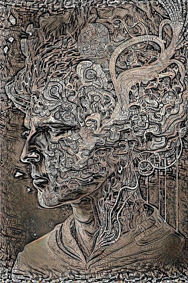 Arts numériques intitulée "Homme à tête fumante" par A.R.Pixo, Œuvre d'art originale, Travail numérique 2D