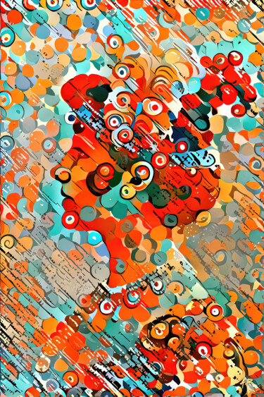 Digitale Kunst mit dem Titel "Portrait rouge oran…" von A.R.Pixo, Original-Kunstwerk, 2D digitale Arbeit