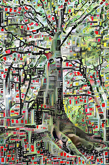 Arte digitale intitolato "Arbre plan" da A.R.Pixo, Opera d'arte originale, Lavoro digitale 2D