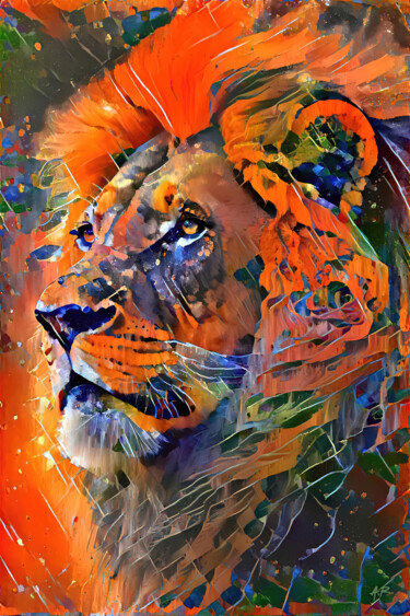 Arts numériques intitulée "Lion" par A.R.Pixo, Œuvre d'art originale, Travail numérique 2D