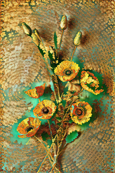 Arte digital titulada "Coquelicots dorés" por A.R.Pixo, Obra de arte original, Trabajo Digital 2D