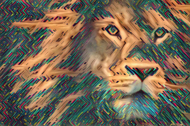 Digital Arts titled "Lion technique" by A.R.Pixo, Original Artwork, 2D Digital Work