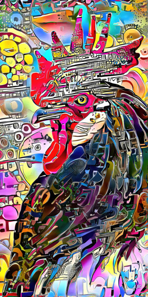 Digitale Kunst getiteld "Coq fier" door A.R.Pixo, Origineel Kunstwerk, 2D Digital Work
