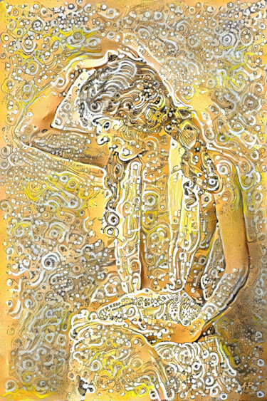 Arte digitale intitolato "Jeune femme jaune" da A.R.Pixo, Opera d'arte originale, Lavoro digitale 2D