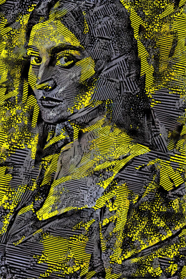 Digital Arts titled "Portrait noir et ja…" by A.R.Pixo, Original Artwork, 2D Digital Work