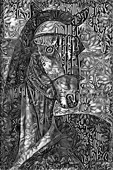 Arts numériques intitulée "Cheval Giger" par A.R.Pixo, Œuvre d'art originale, Travail numérique 2D