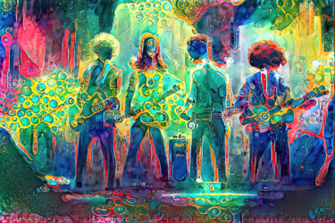Arte digital titulada "Rock Band" por A.R.Pixo, Obra de arte original, Trabajo Digital 2D