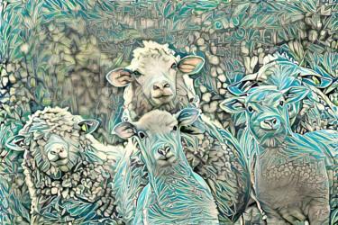 Arte digitale intitolato "Moutons" da A.R.Pixo, Opera d'arte originale, Lavoro digitale 2D