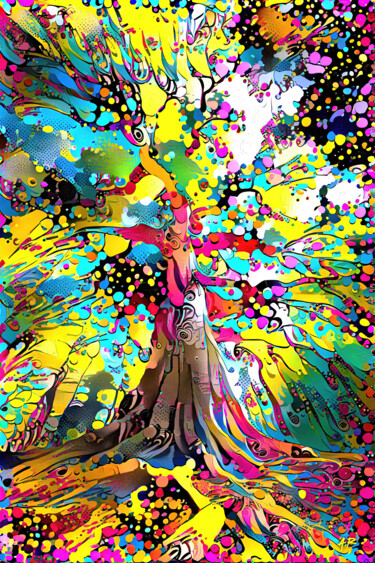 Artes digitais intitulada "Arbre très coloré" por A.R.Pixo, Obras de arte originais, Trabalho Digital 2D