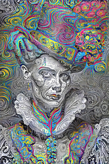 Arte digitale intitolato "Clown sophistiquée" da A.R.Pixo, Opera d'arte originale, Lavoro digitale 2D