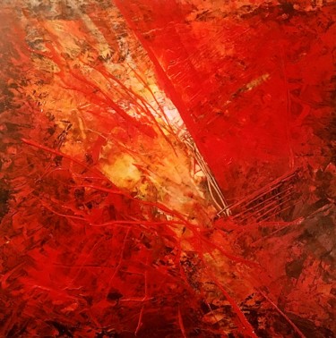 Painting titled "Red Landscape" by Andreas Skiba, Original Artwork, Acrylic