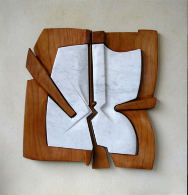 Composition en marbre de Carrare et cerisier. Sculpture intitulée "Composition en marb…" par Alphonse Snoeck, Œuvre d'art originale, Pierre