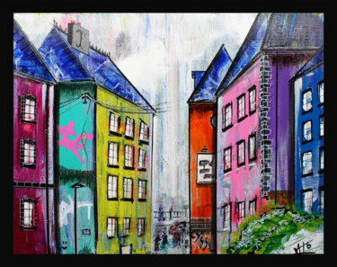 Schilderij getiteld "#1 Paysage urbain C…" door A.T.6 Alexandre Trubert, Origineel Kunstwerk, Acryl