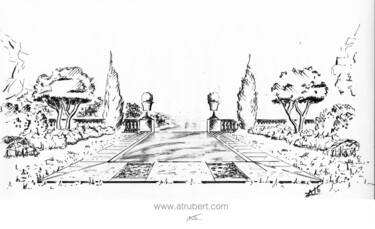 Drawing titled "Croquis Paysage NB…" by A.T.6 Alexandre Trubert, Original Artwork, Pencil