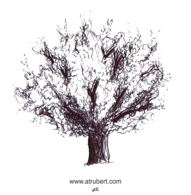 Drawing titled "Croquis arbre Artis…" by A.T.6 Alexandre Trubert, Original Artwork, Ballpoint pen