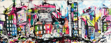 Painting titled "#0-1 Paysage urbain…" by A.T.6 Alexandre Trubert, Original Artwork, Acrylic