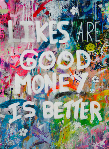 Painting titled "likes are good Mone…" by A.T.6 Alexandre Trubert, Original Artwork, Acrylic