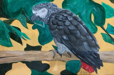 Peinture intitulée ""Попугай Гоша"" par A.Valery, Œuvre d'art originale, Acrylique Monté sur Châssis en bois