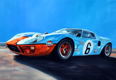 Malerei mit dem Titel "Ford GT40 Mk.1 Winn…" von A. Wadja, Original-Kunstwerk, Öl