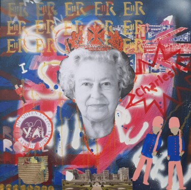 Painting titled "God save the Queen" by A Wibaa, Original Artwork, Acrylic Mounted on Wood Stretcher frame