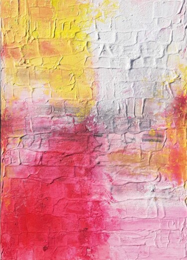 Картина под названием "Fire RED" - A Wibaa, Подлинное произведение искусства, Масло Установлен на Деревянная рама для носилок