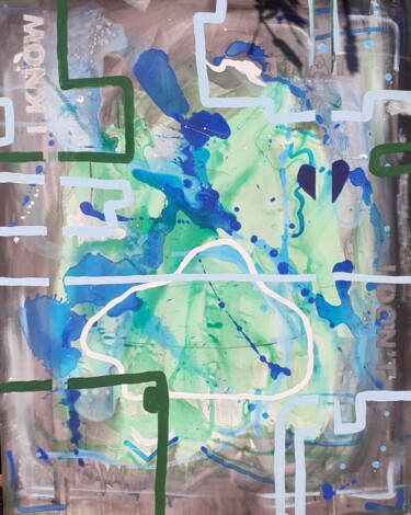 Ζωγραφική με τίτλο "I know that I don't…" από A Wibaa, Αυθεντικά έργα τέχνης, Λάδι Τοποθετήθηκε στο Ξύλινο φορείο σκελετό