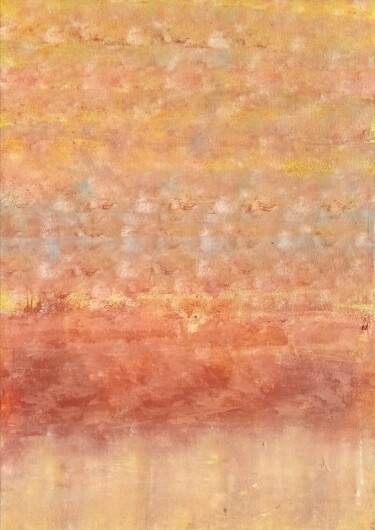 Schilderij getiteld "Desert Landscape" door A Wibaa, Origineel Kunstwerk, Acryl Gemonteerd op Frame voor houten brancard