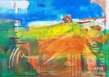 Ζωγραφική με τίτλο "Umbria Landscape" από A Wibaa, Αυθεντικά έργα τέχνης, Λάδι