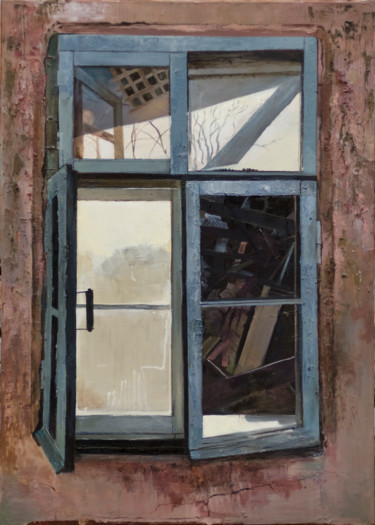 Картина под названием "Old window" - Анна Завиленская, Подлинное произведение искусства, Масло