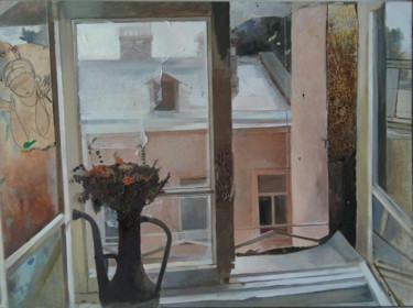 Painting titled "The window" by Anna Zavilenskaia, Original Artwork, Oil
