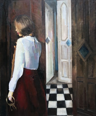 Painting titled "to enter or not to…" by Anna Zavilenskaia, Original Artwork, Oil