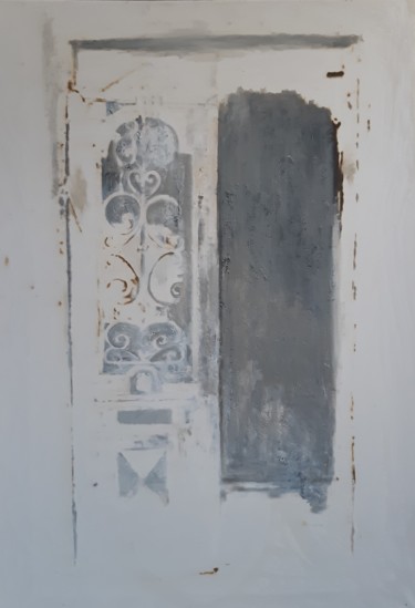 Картина под названием "Disappearing door" - Анна Завиленская, Подлинное произведение искусства, Масло Установлен на Деревянн…