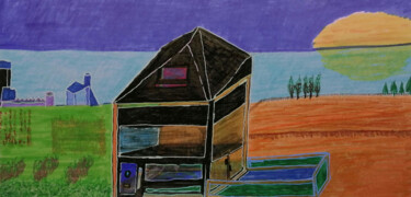 Drawing titled "'Spatial House'" by A'Zo Hazo, Original Artwork, Chalk