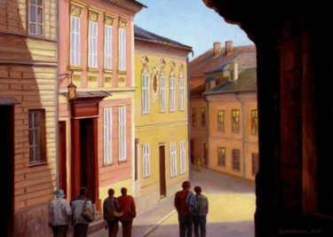 Картина под названием "Walk along the stre…" - Arkady Zrazhevsky, Подлинное произведение искусства, Масло