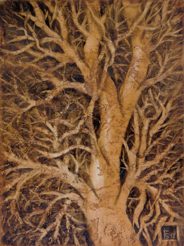 Painting titled "Tree" by Andrei Tsymbal, Original Artwork, Oil