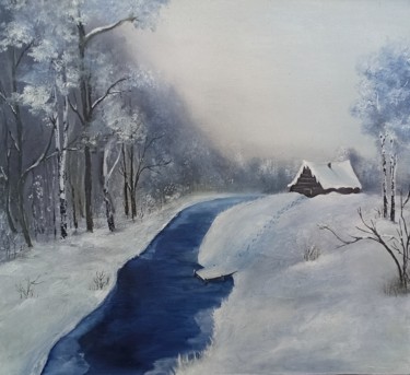 Картина под названием "Морозное утро" - Anastasiss, Подлинное произведение искусства, Масло