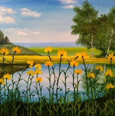 Картина под названием "Летний пейзаж" - Anastasiss, Подлинное произведение искусства, Масло