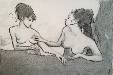 Drawing titled "Pince-moi !" by Alain Godefroid, Original Artwork, Graphite Mounted on Cardboard
