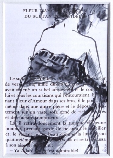Zeichnungen mit dem Titel "Le verger des cares…" von Alain Godefroid, Original-Kunstwerk, Tinte