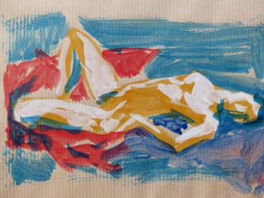 Peinture intitulée "Douce marocaine" par Alain Godefroid, Œuvre d'art originale, Aquarelle Monté sur Carton