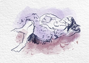 Arte digitale intitolato "La sieste de la gal…" da Alain Godefroid, Opera d'arte originale, Pittura digitale