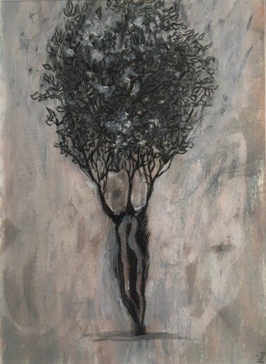 Drawing titled "L’arbre de la vie" by Alain Godefroid, Original Artwork, Ink
