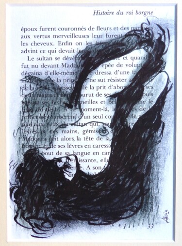 Tekening getiteld "Le jardin des cares…" door Alain Godefroid, Origineel Kunstwerk, Inkt