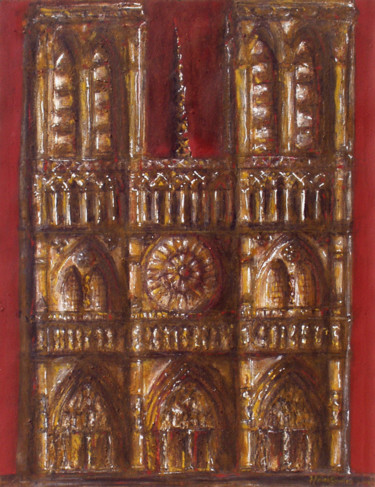 Pintura intitulada "Notre Dame     (Kat…" por António Amaralgomes, Obras de arte originais, Pigmentos Montado em Cartão