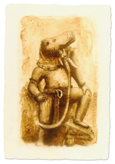 Pintura intitulada "Caceteiro I     (Ma…" por António Amaralgomes, Obras de arte originais, Pigmentos Montado em Cartão