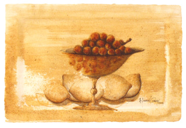 Peinture intitulée "Uvas     (Arlindo C…" par António Amaralgomes, Œuvre d'art originale, Pigments Monté sur Carton