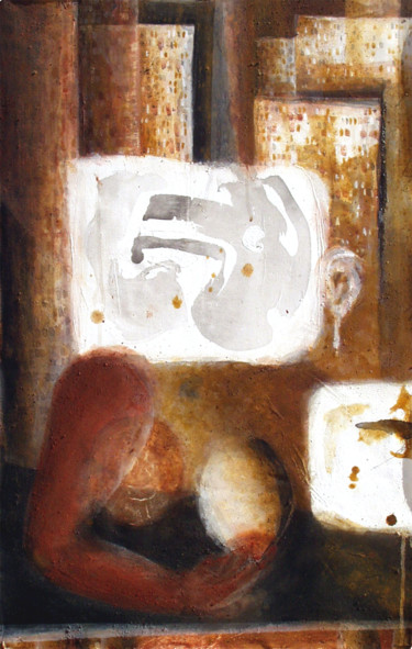 Malerei mit dem Titel ""Ser"     (Lúcia Ch…" von António Amaralgomes, Original-Kunstwerk, Pigmente Auf Karton montiert