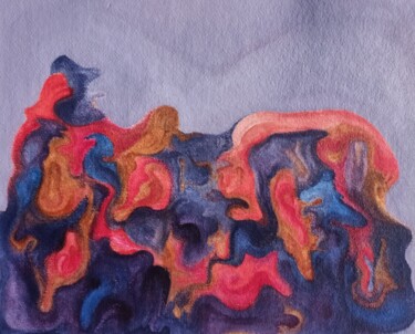 Pintura titulada "In Blue Wadi" por Aakash Mali, Obra de arte original, Oleo