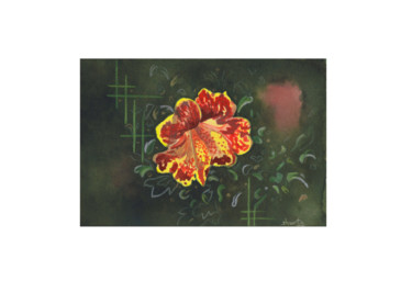 Pintura titulada "Nasturtium Flower M…" por Shweta Mahajan, Obra de arte original, Acuarela